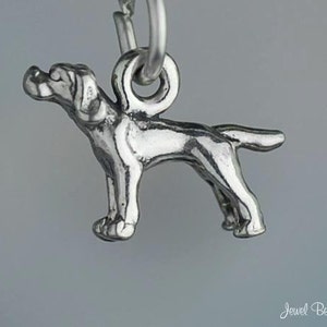 Miniature Sterling Silver Pointer Charm Hunting Dog Tiny 3D Solid .925