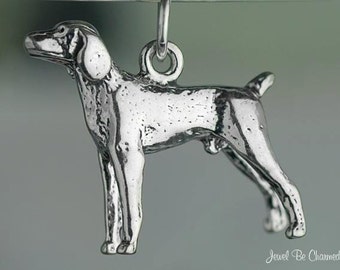 Sterling Silver Vizsla or Weimaraner Charm Dog Breed 3D Solid .925