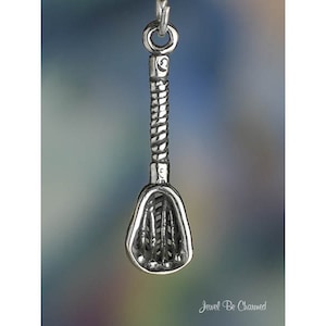 Sterling Silver Lacrosse Stick Charm LAX Sport Player Fan 3D Solid 925