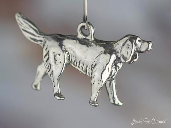 Sterling Silver Irish Setter Gordon or English Setters Charm Solid 925