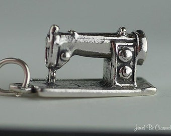 925 Sterling Silver Sew Thread Clothing Crafts Stitch NEW Sewing Machine Charm 925 Sterling Silver Sew Thread Clothing Crafts Stitch NEW Sewing Machine Charm