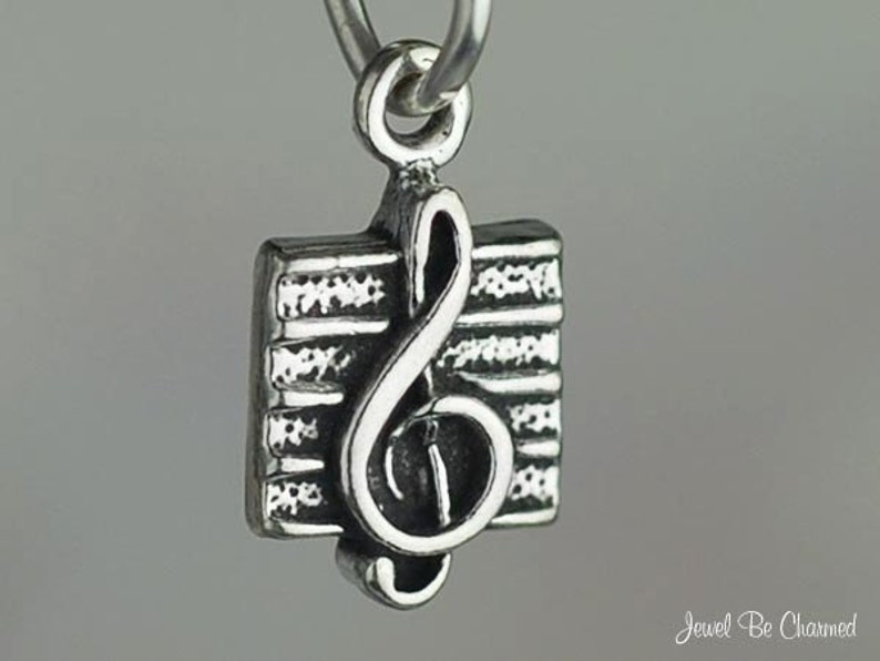 Sterling Silver Mini Music Staff With Treble Clef Charm