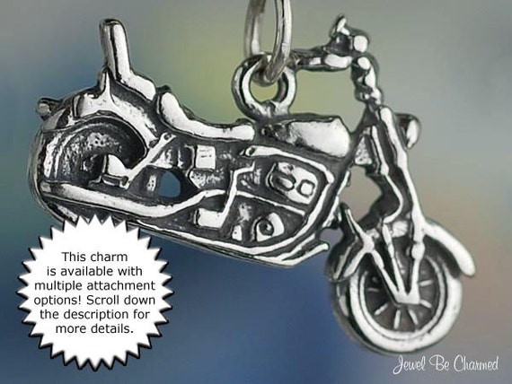 MOTORCYCLE charm Bike biker Pendant Sterling Silver solid 925 3D