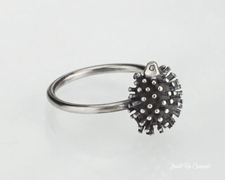 Orecchini A Bottone In Argento Sterling 925 Con Ricci - 1 Paio Di Borchie A Forma Di Riccio, Regalo Originale