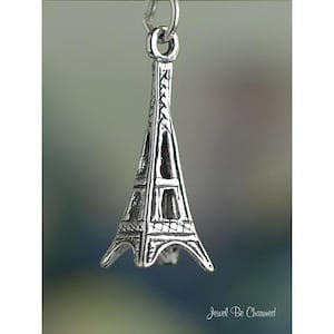 Sterling Silver Eiffel Tower Charm Paris France Europe 3D Solid .925 image 1