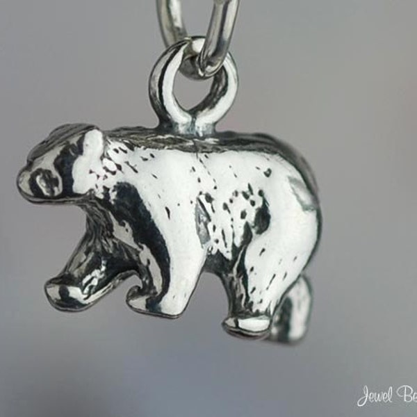 Sterling Silver Bear Charm Walking Bears Nature Wildlife 3D Solid .925