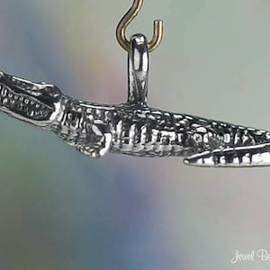 Sterling Silver Gator Alligator CHARM or PENDANT Florida 3D Solid .925