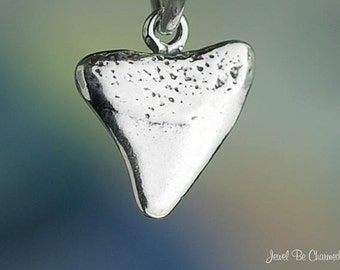 Sterling Silver Shark Tooth Charm Sharks Beach Ocean 3D Solid .925