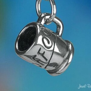Sterling Silver Coffee Mug Charm Mugs for Cup of Coffee 3D Solid .925