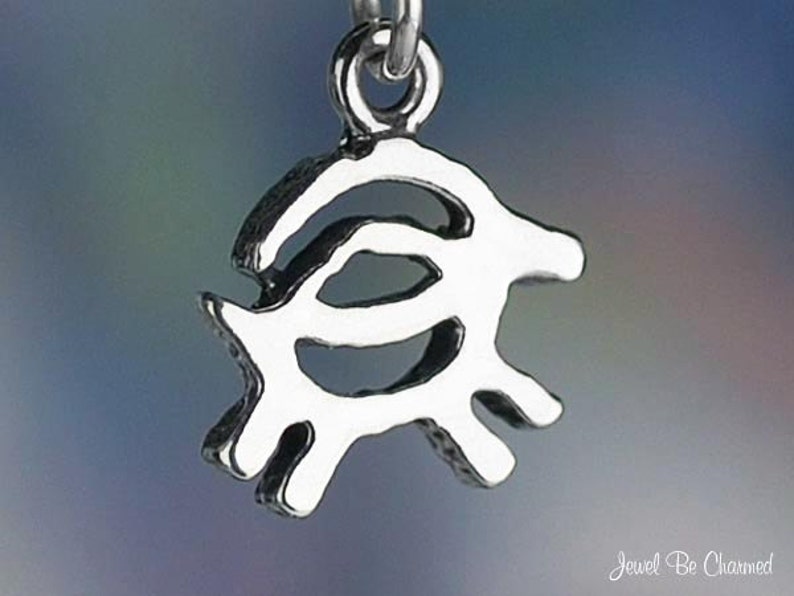 Small Sterling Silver Goat Charm Native American Petroglyph Solid .925 image 1