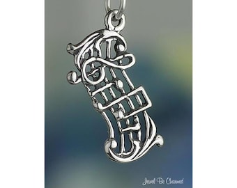 Sterling Silver Music Notes Charm Musical Score Musician 3D Solid .925