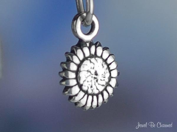 Miniature Sterling Silver Sunflower Charm Tiny Sunflowers Solid .925