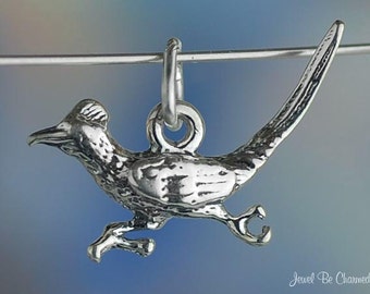 Sterling Silver Roadrunner Charm Southwest New Mexico 3D Solid .925