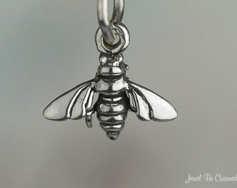 Sterling Silver Bumblebee Honeybee Miniature Bee Charm Tiny Solid .925