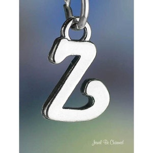 Sterling Silver Script Letter Z Charm Initial Cursive Shiny Solid .925