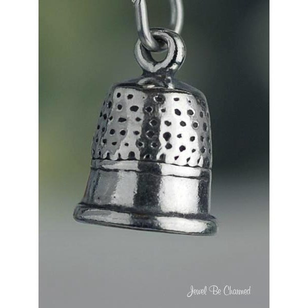 Sterling Silver Thimble Charm Sewing Seamstress Tailor 3D Solid .925