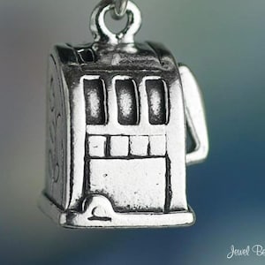 Sterling Silver Slot Machine Charm Gambling Las Vegas 3D Solid .925
