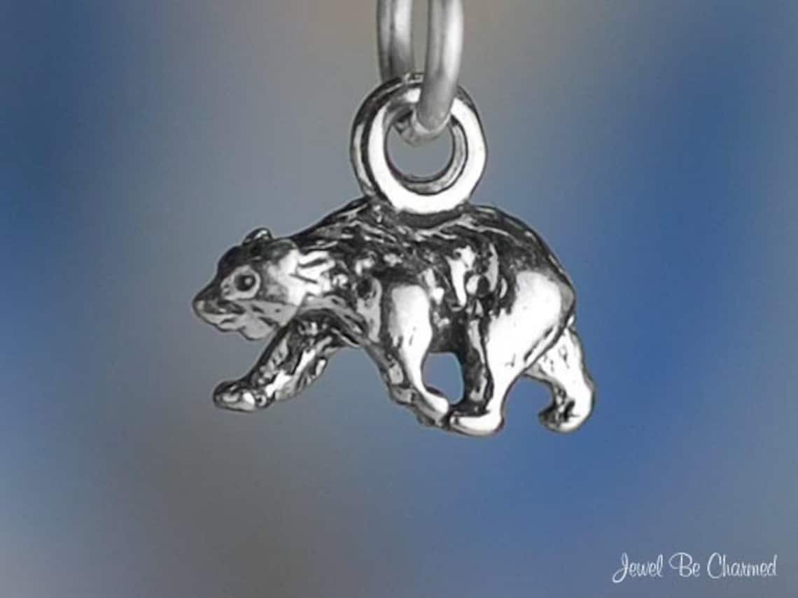 CARVED METAL MINI BEAR PENDANT / WHT