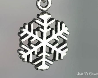 Sterling Silver Snowflake Charm Pretty Winter Snow Christmas Solid 925