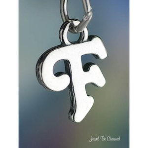 Sterling Silver Script Letter F Charm Initial Cursive Shiny Solid .925
