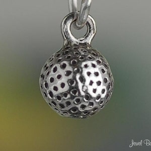Miniature Sterling Silver Golf Ball Charm Golfing Tiny 3D Solid .925