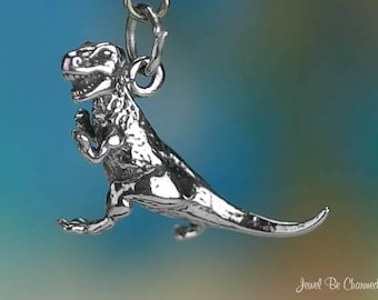 Sterling Silver T Rex Tyrannosaurus Rex Charm Dinosaur 3D Solid .925