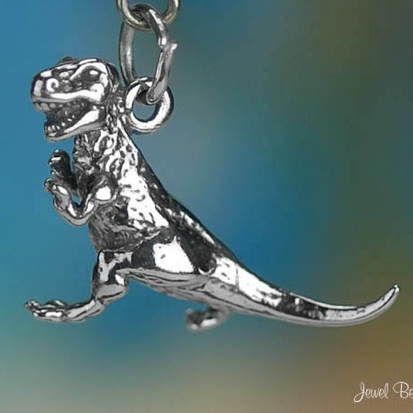 Sterling Silver T Rex Tyrannosaurus Rex Charm Dinosaur 3D Solid .925