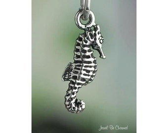 Sterling Silver Miniature Seahorse Charm Beach Ocean Tiny Solid .925