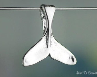 Small Sterling Silver Whale Tail CHARM or PENDANT Ocean Solid .925