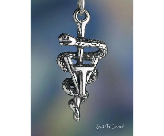 Sterling Silver Vet Tech Charm Veterinary Technician Symbol Solid .925