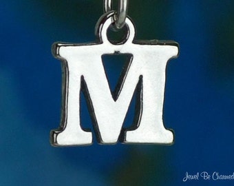 Sterling Silver Capital Letter M Charm Initial Alphabet Solid .925