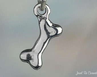 Sterling Silver Small Dog Bone Charm Chew Toy Bones Tiny 3D Solid .925