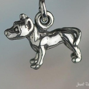 Miniature Sterling Silver Pit Bull or Staffordshire Terrier Charm .925