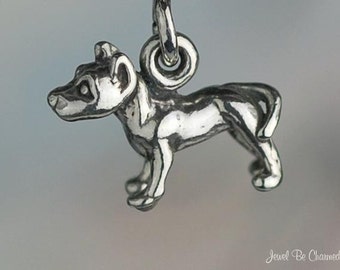 Miniature Sterling Silver Pit Bull or Staffordshire Terrier Charm .925