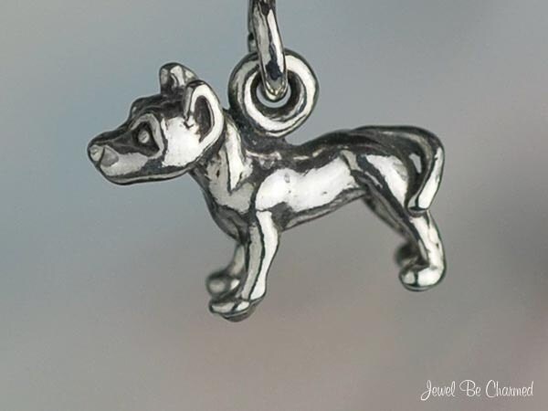 Miniature Sterling Silver Pit Bull or Staffordshire Terrier Charm .925