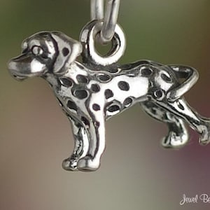 Miniature Sterling Silver Dalmatian Charm Dog Small Tiny 3D Solid .925