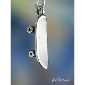 Sterling Silver Skateboard Charm Skate Deck for a Skater 3D Solid .925 image 1