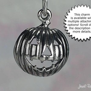 Sterling Silver Jack-o-Lantern Pumpkin Charm Halloween Solid .925 image 2