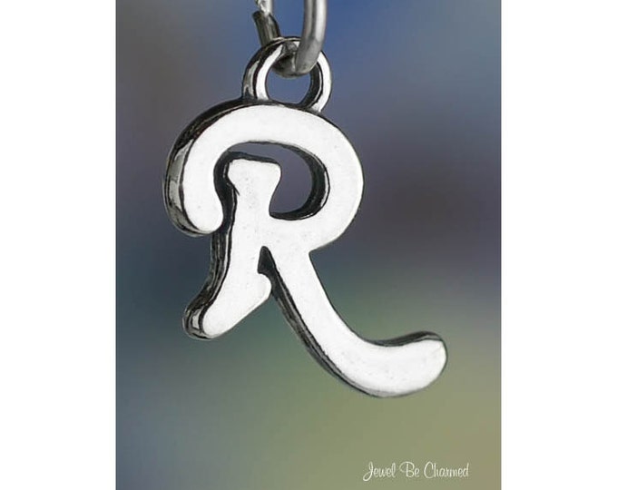 Sterling Silver Script Letter R Charm Initial Cursive Shiny - Etsy