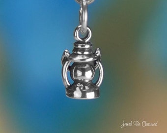 Lantern Charm Sterling Silver Camping Light Miniature Tiny Solid .925