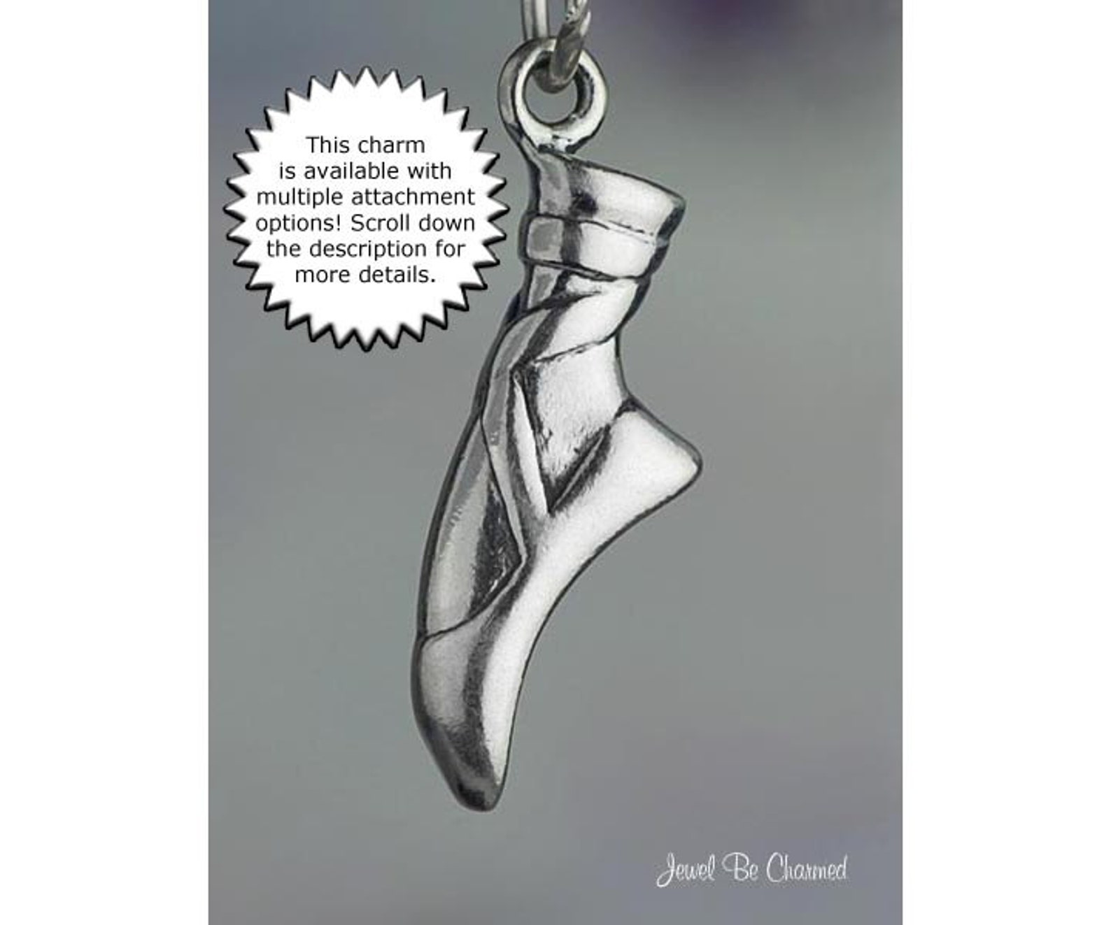 Sterling Silver Ballet Slipper Charm Dance Shoe En Pointe 3D Etsy