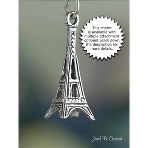 Sterling Silver Eiffel Tower Charm Paris France Europe 3D Solid .925 image 2