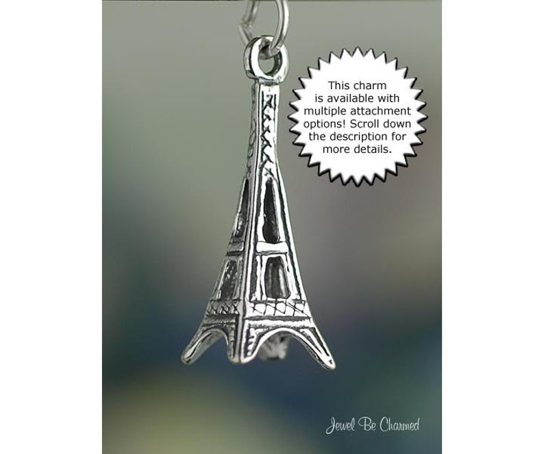 Sterling Silver Eiffel Tower Charm Paris France Europe 3D Solid .925 image 2