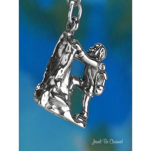 Sterling Silver Mountain Climber Charm Mountaineering Climbing .925