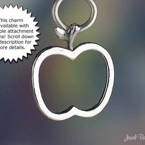 Sterling Silver Apple Outline Charm Food or For Teachers Solid .925 image 2