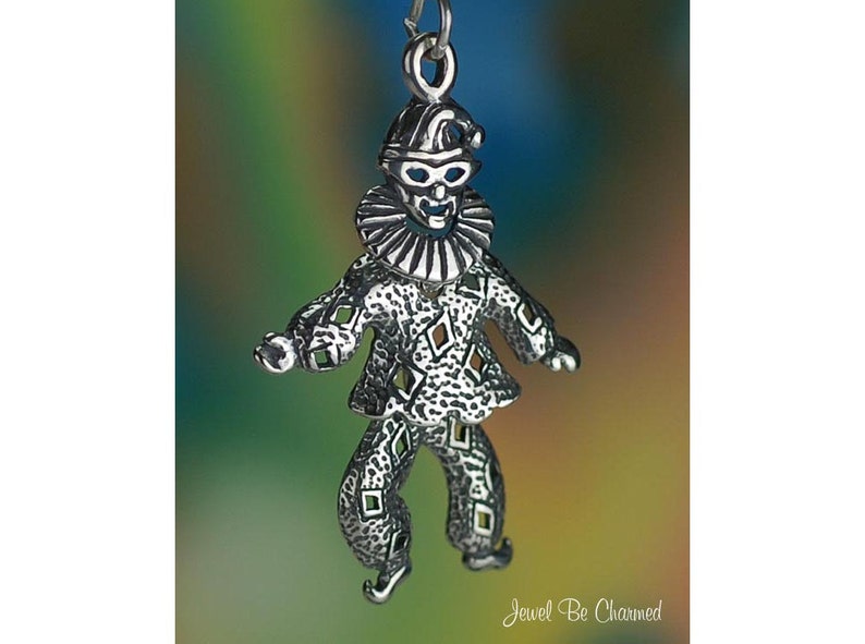 Sterling Silver Clown Charm Sterling Silver Movable Clowns Solid .925