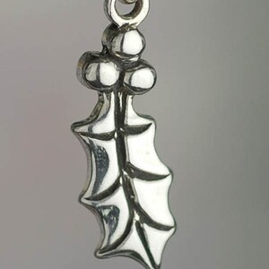 Sterling Silver Holly Leaf Charm Leaves and Berries Holiday Solid .925 image 3