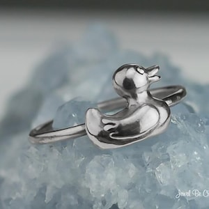 Sterling Silver Rubber Ducky Ring Solid .925 Duck Rings Custom Sizes