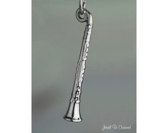 Sterling Silver Clarinet Charm Musical Instrument Music 3D Solid .925