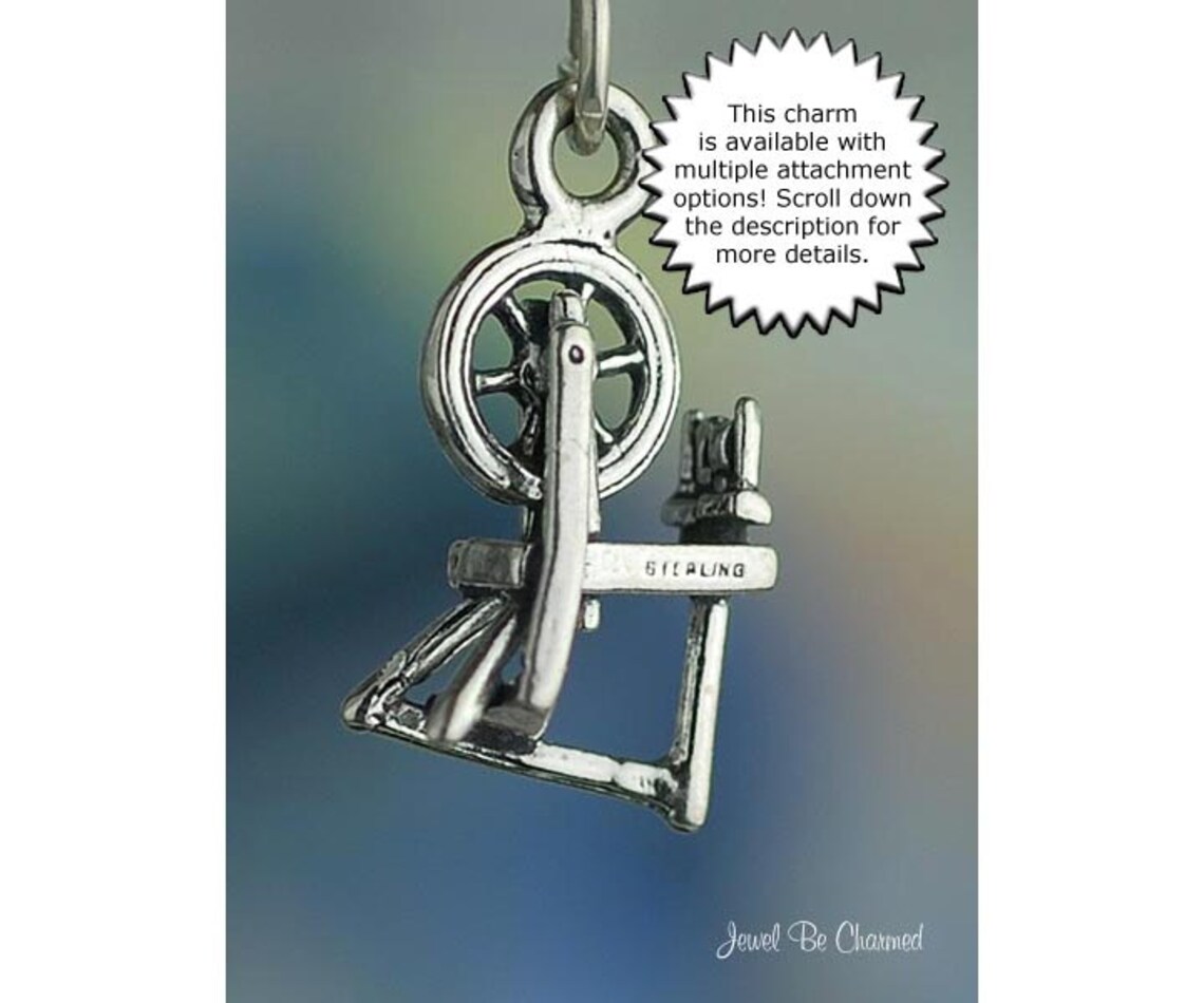 Sterling Silver Spinning Wheel Charm for Spinning Yarn 3D Etsy